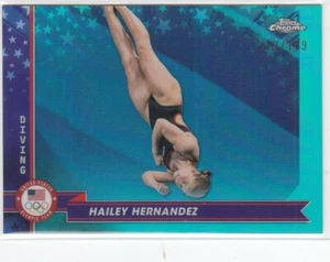 2024 Hailey Hernandez Topps Chrome Olympics AQUA REFRACTOR /199 - #144 Diving - Picture 1 of 1