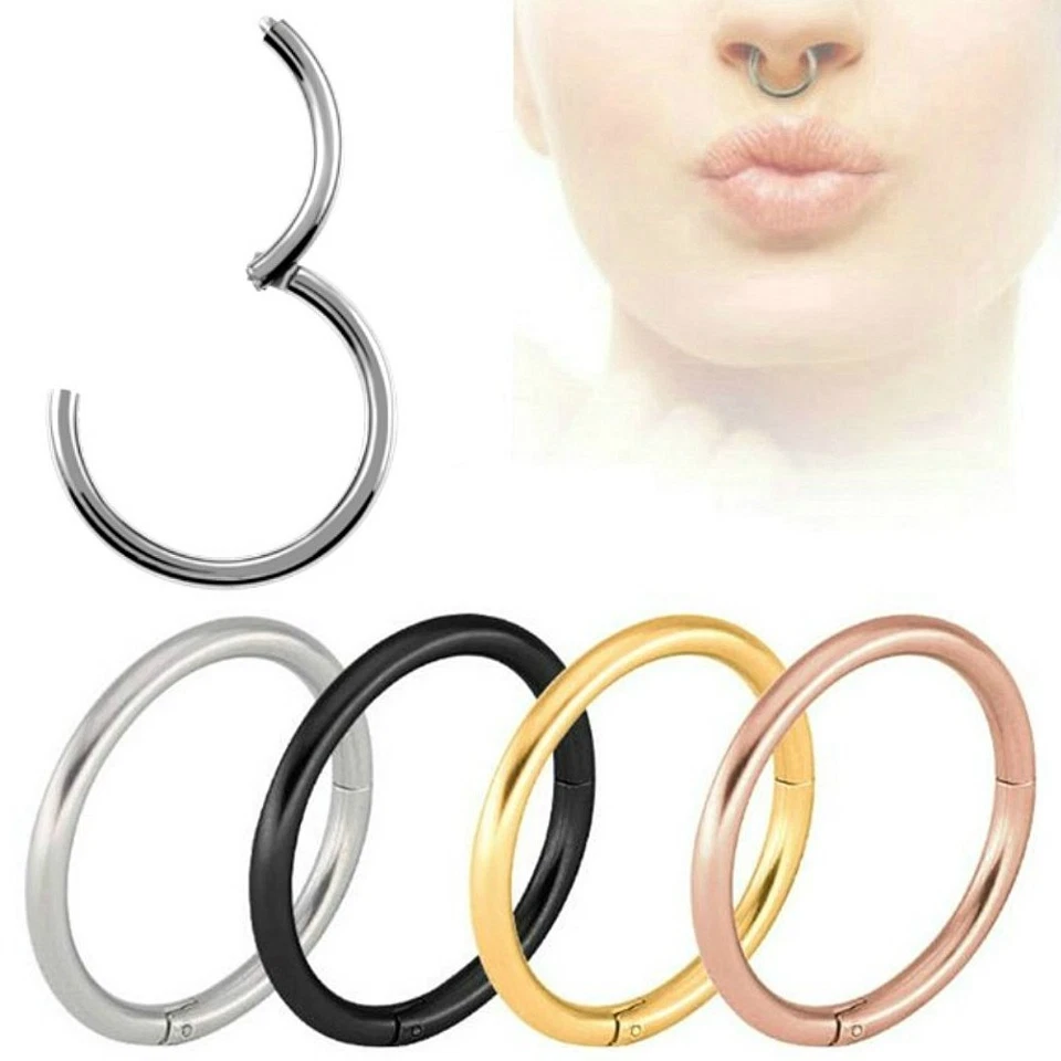 CLICKER SEPTUM PIERCING HELIX RING SCHARNIER OHR SEGMENT TRAGUS LIPPE NASE EAR - Bild 1 von 1