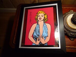 Antique signed oil painting 8 x 11.5 original Andy Warhol Marilyn Monroe stamps