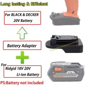 NEW Adapter For Ridgid 18V Li-Ion Battery Convert To For Black & Decker 20V Tool - Picture 1 of 8