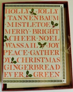 Caspari Christmas Happy New Year Cards 16 Per Box W/ Envelope NOS - Picture 1 of 3