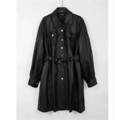 Mujeres Chaquetas de cuero sintético Rompevientos Cinturón Suelto Abrigos Prendas de abrigo Moda Informal Foto 1 de 4