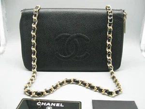 Vintage Chanel Black Caviar Leather Long Bag Clutch - Picture 1 of 22