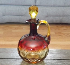 Hobbs Brockunier AMBERINA COIN DOT Optic CRUET w/ Stopper - Picture 1 of 6