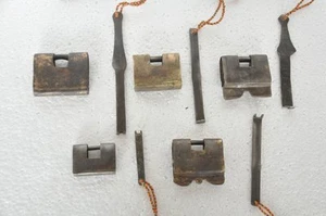 5 Pc Vintage Iron Unique Square Shape Handcrafted Strip System Padlock - Picture 1 of 7