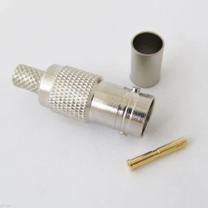 1pc Nickel Plated BNC Female Crimp RF Coaxial Straight Connector for RG59 Cable - Picture 1 of 3