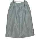 Oscar De La Renta Blue Silk Taffeta Midi Skirt Vintage 80s Size 8