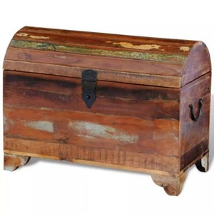 Antique Style Handmade Reclaimed Recycled Solid Wooden Storage Box Chest Trunk - Picture 1 of 8