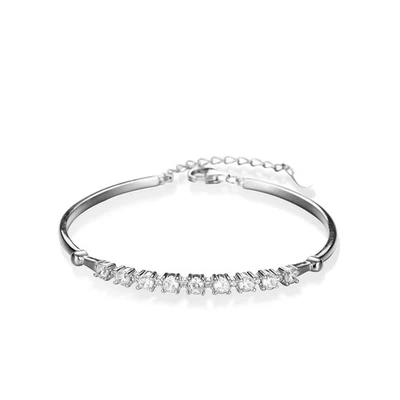Real Round Cut Moissanite Bangle Bracelet 925 Sterling Silver Pass Tester GRA - Image 1 of 4