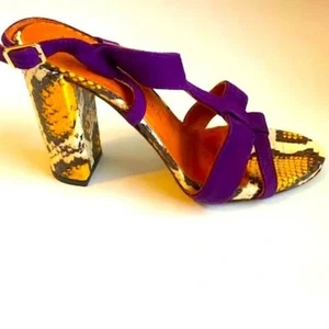 INGA Italy Designer Sandalo Pelle di Serpente 4,5" Tacco a Blocco Slingback 6 Prezzo al pubblico consigliato $1790 - Foto 1 di 12
