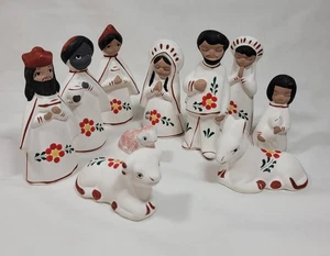 Belén mexicano Tonola pintado a mano arte popular cerámica de arcilla de colección 10 piezas SIN QUEMAR - Imagen 1 de 15