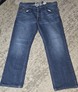 Ariat M5 Slim Straight Jeans Denim Size 38x32 Westrn Workwear Med Dark Wash READ - Picture 1 of 4