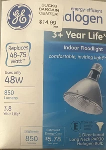 GE Energy Efficient 3546 48W=75W Long Neck Flood Light, Par 30 - Picture 1 of 1