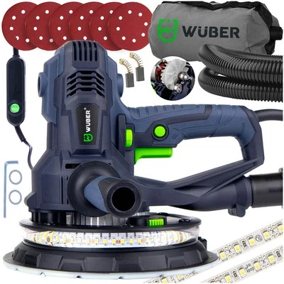 WUBER Profi Trockenbauschleifer 180mm mit LED & 6 Schleifscheiben 1400W