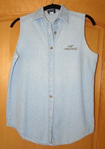 Damen ärmelloses Denim Jeanshemd Knopfleiste helle Waschung blau S (Mako Marine) - Bild 1 von 8