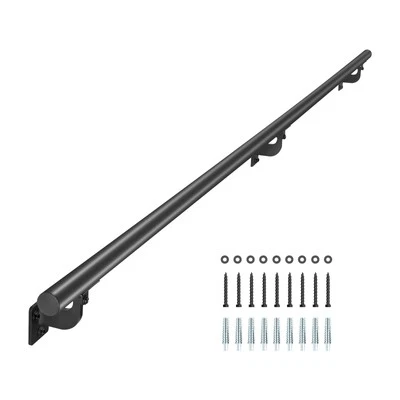 Barandilla de escalera montada en la pared VEVOR 6 pies barandilla de aluminio negro para interiores y exteriores Foto 1 de 4