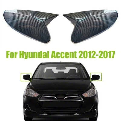 Par de tapas de cubierta de espejo retrovisor lateral estilo fibra de carbono para Hyundai Accent 2012-2017 Foto 1 de 4