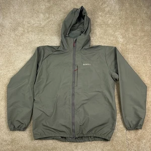 Simms Mens Jacket S Green Hood Full Zip Fishing Rain Outdoors Anorak Polyester - Picture 1 of 14