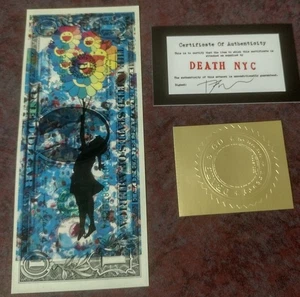 Billete de banco de $1 Banksy Girl con globos arte firmado por Death NYC Ltd - Imagen 1 de 2