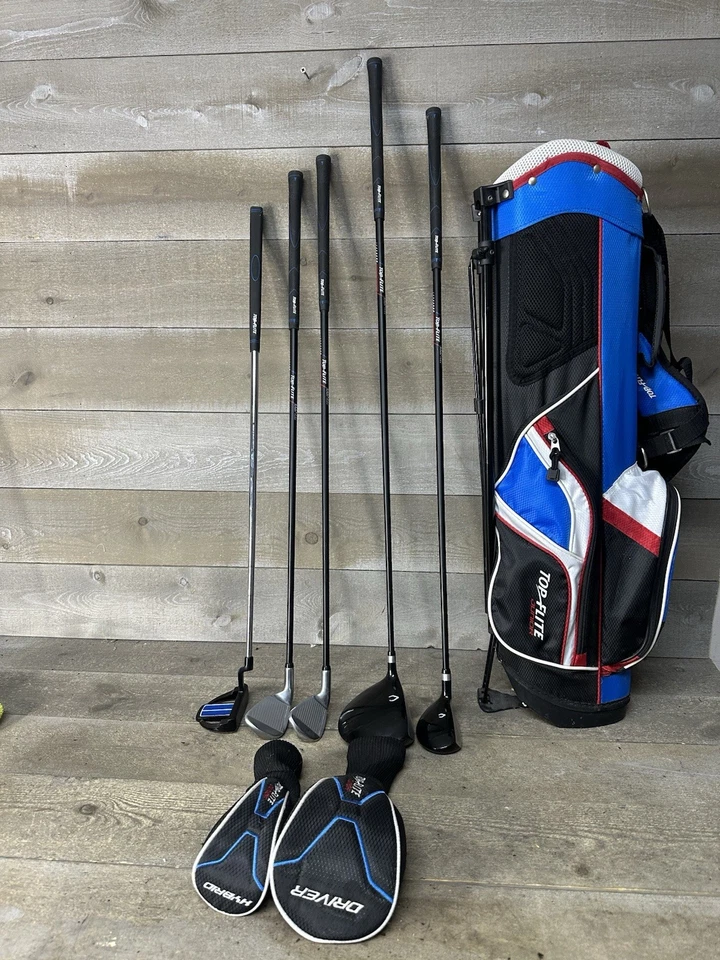 Top Flite Junior Golf 5 Club Set Stand Bag JR Youth Kids RH 57-63" 9 SW Hybrid - Image 1 of 4
