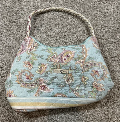 Bolsa de ombro Isabellas Journey azul estampa paisley alça trançada acolchoada casa de campo - Imagem 1 de 4