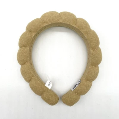 Versed Linen Padded Headband Neutral Tan Bubble Scallop Skincare Chic Minimalist - Image 1 of 4