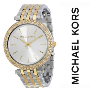 Michael Kors Damen zweifarbig Edelstahl Kristall Lünette silbernes Zifferblatt MK3215 - Bild 1 von 9
