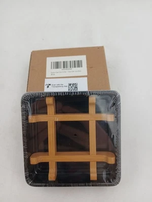 Bamboo Soap Dish Bar Holder Black Tray Eco Friendly Bathroom Shower Square New - Image 1 of 4