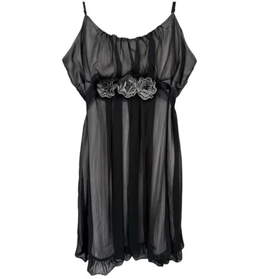 Mini Vestido Dori Y2K Babydoll Sin Mangas Roseta Tul Negro 3X Hada Capricho Foto 1 de 4