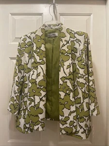 Kasper Green Blazer Open jacket Poppy Fields 3/4 Sleeves Women’s Size 10 NWT $99 - Picture 1 of 8