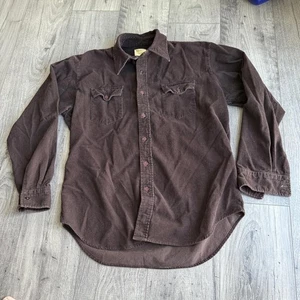 Sears Brown Corduroy Western Shirt Large 16-16.5 Single Needle Vintage - Picture 1 of 6