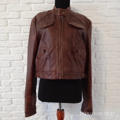 Red Code Brown Leather Woman Jacket Size 42 - Image 1 of 4