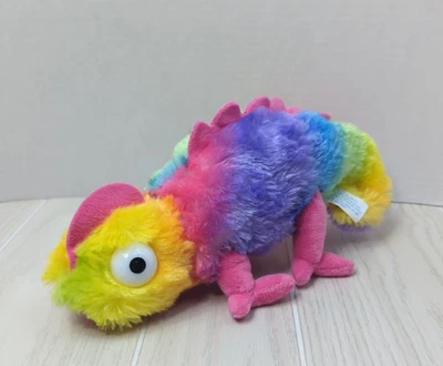BJ Toy Co Rainbow Chameleon Lizard Plush yellow orange head pink legs spine - Image 1 of 4