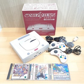 Sega Saturn Console Japan White in box with 2 controllers &3 games tested NTSC-J