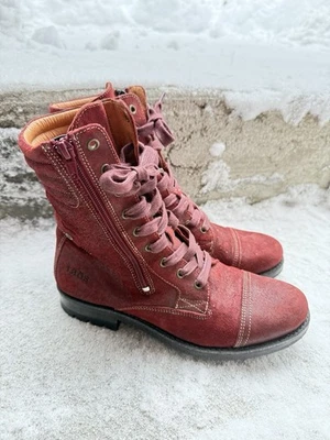 Bota de Combate Taos Renegade para Mujer EE. UU. 8-8.5 UE 39 Resistente Cuero Rojo Cremallera Con Cordones Foto 1 de 4