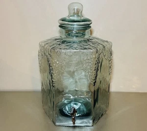 RARE Italian Aqua Green Glass Drink Dispenser w/ 5 gallon capacity Hard To Find - Picture 1 of 6