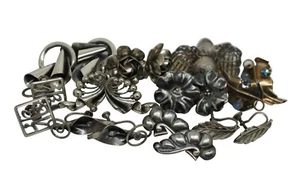 10 Pair Lot of Vintage Sterling Silver .925 Screwback Clip On Earrings 57g - Picture 1 of 11