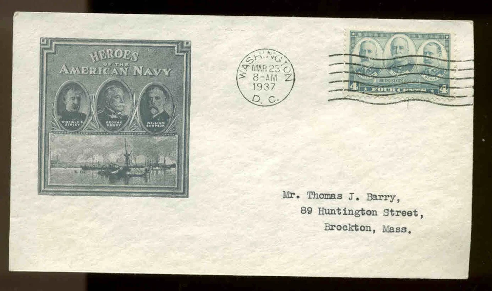 793 4c NAVY FDC WASHINGTON, DC PLANTY #P1.3 IOOR CACHET - Image 1 of 1