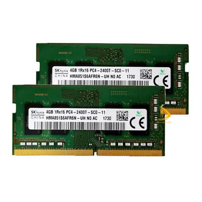 8GB SK Hynix 2x 4GB 1RX16 PC4-19200 DDR4-2400T 260pin Laptop SODIMM Memory RAM ! - Image 1 of 4
