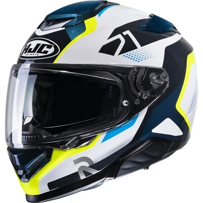 Motorrad Helm XXL - HJC RPHA 71 Hapel Integralhelm - weiß-blau-fluogelb - Bild 1 von 4