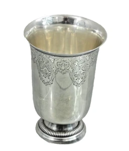 FINE ANTIQUE FRENCH SILVER LARGE KIDDUSH CUP Judaica Goblet Beaker Sterling 19c - Picture 1 of 11