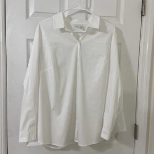 J. Jill White Shirt Collection Women's Blouse Size XL Stretch Oversized Long Slv - Picture 1 of 6