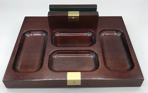 Bombay Company Wood Valet Compartments Eyeglasses Desk Organizer Mahogany Wood - Picture 1 of 7