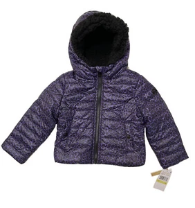 MICHAEL KORS Toddler 4 Girls Iris Leopard Puffer Hooded Jacket, Sherpa Lined NWT - Picture 1 of 6