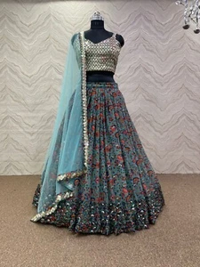 INDISCHE ETHNISCHE HOCHZEIT PARTYKLEIDUNG LEHENGA CHOLI LENGHA BLUSE NAVRATRI SPECIAL - Bild 1 von 11
