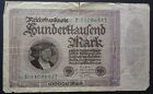 German 100,000 mark hyper inflation banknote dated 1953 in Fair condition