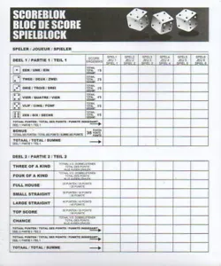 Spielblock und Würfelblock mit 80 Blatt für Würfelspiele - Multilingual - Picture 1 of 2