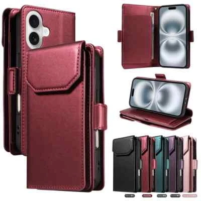 For iPhone 17 Pro 16 15 14 13 12 11 SE 7 8 Flip Leather Wallet Phone Case Cover - Image 1 of 4