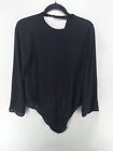 madewell blouse shirt women size small black chiffon front waist tie back hole