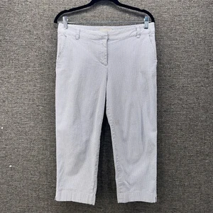 Talbots Womans Seersucker Pants Size 10 Signature Cropped Blue White Striped - Picture 1 of 15